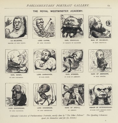 Królewska Akademia Westminsterska - wyobrażanie sobie, jak politycy mogą się nawzajem malować (lito) autorstwa Harry Furniss