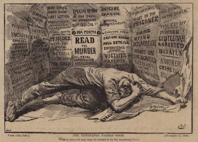 Pokój wyściełany gazetami (zdjęcie czarno-białe) autorstwa Harry Furniss