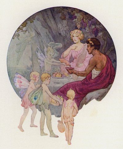 Kalipso w swojej jaskini (kolorowa litografia) autorstwa Harry George Theaker