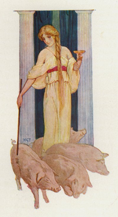 Circe (kolorowa litografia) autorstwa Harry George Theaker