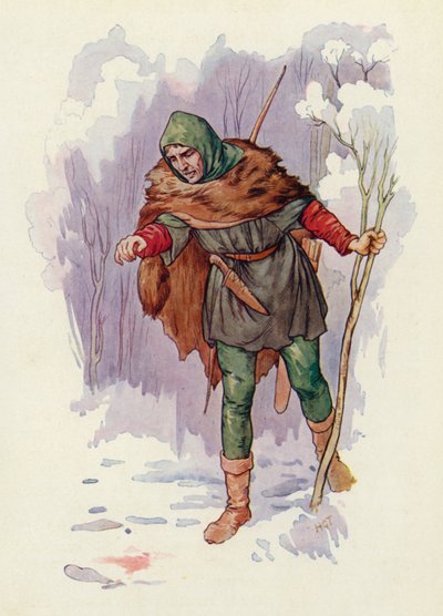 "Ha!" zawołał Herbert Strażnik, "doszło tu do zabójstwa!". (kolorowa litografia) autorstwa Harry George Theaker