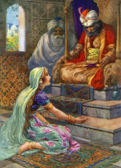 "Jego imię to Satyavan" (kolorowa litografia) autorstwa Harry George Theaker