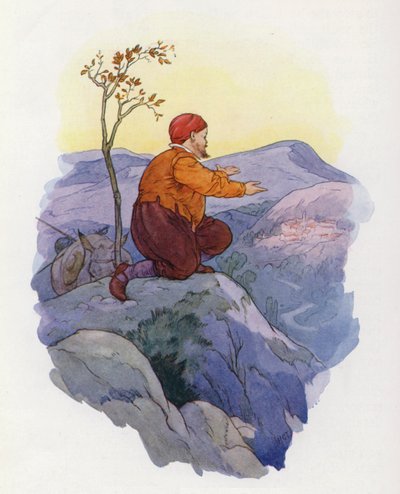 Ilustracja dla Don Kichota (kolorowa litografia) autorstwa Harry George Theaker
