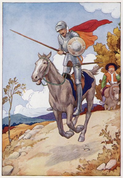 Ilustracja dla Don Kichota (kolorowa litografia) autorstwa Harry George Theaker