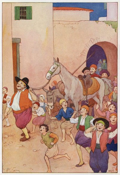 Ilustracja dla Don Kichota (kolorowa litografia) autorstwa Harry George Theaker