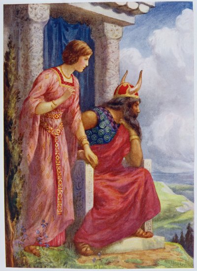 "Odyn i Frigga" z książki "Asgard and its King" zilustrowanej dla "Children