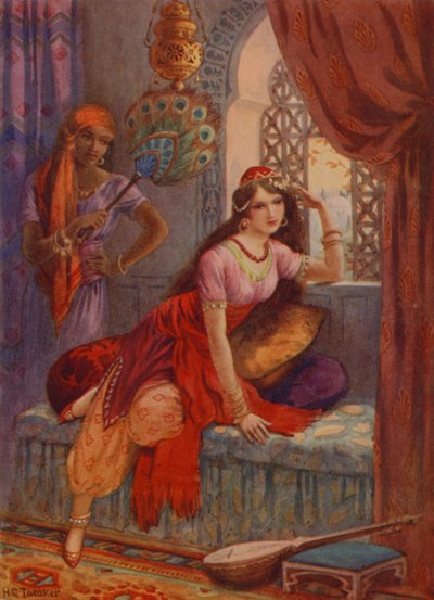 Narzeczona Sindbada (kolorowa litografia) autorstwa Harry George Theaker