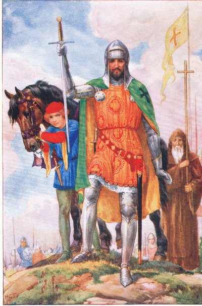 Wielki Mistrz Alicantary i pustelnik (z Wielkiego Mistrza Alcantary), ilustracja z "Tales of Alhambra", ok. 1940 r. (kolorowa litografia) autorstwa Harry George Theaker