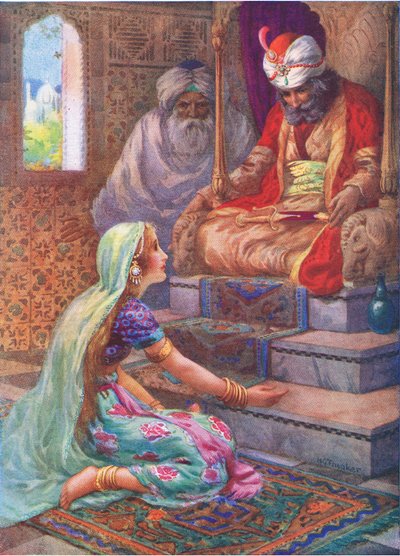 Nazywa się Satyavan, ilustracja z "Childrens Stories from Indian Legends", ok. 1930 r. (kolorowa litografia) autorstwa Harry George Theaker