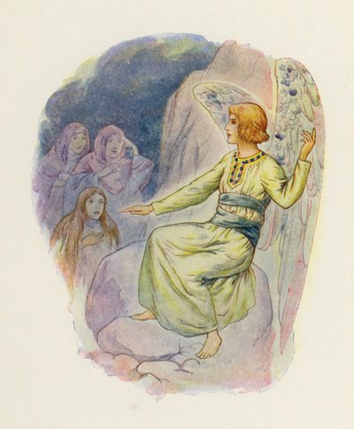 "Dlaczego szukacie żywych wśród umarłych" (kolorowa litografia) autorstwa Harry George Theaker
