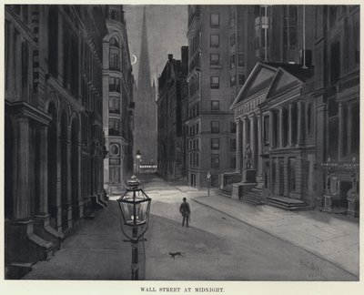 Wall Street o północy (litho) autorstwa Harry Grant Dart