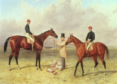L do R Lord Lyon, zwycięzca Derby, St. Leger i 2000 gwinei; Elland, zwycięzca Ascot Gold Vase, należący do Sir R. Suttona, wyszkolony przez Jamesa Dovera, 1866 autorstwa Harry Hall