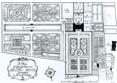Plan ogrodów w Belton House, Lincolnshire, jak dawniej, c.1900 autorstwa Harry Inigo Triggs