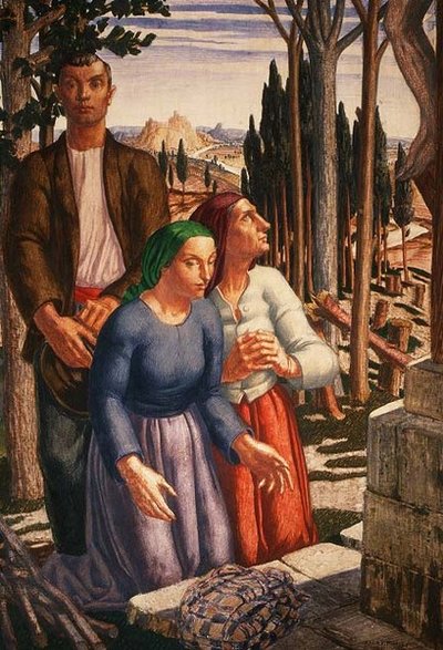 Kapliczka przydrożna (tempera na pokładzie) autorstwa Harry Morley
