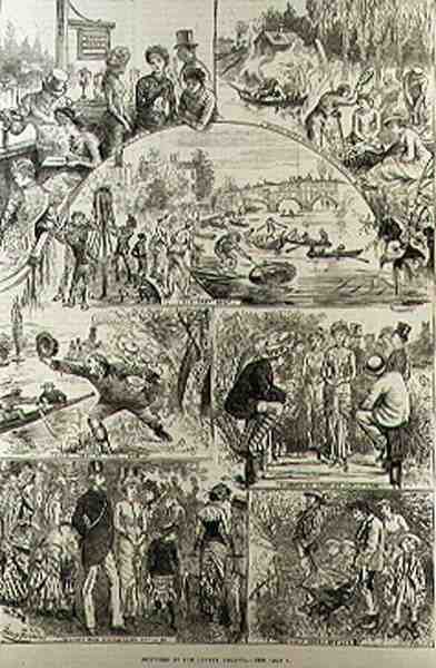 Szkice na regatach w Henley, z The Illustrated London News, 7 lutego 1881 r. autorstwa Harry after Furniss