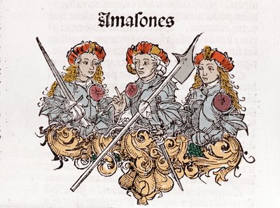 Amazonki w „Liber Chronicarum” Hartmanna Schedla wydrukowanej w Norymberdze w 1493 r. autorstwa Hartmann Schedel