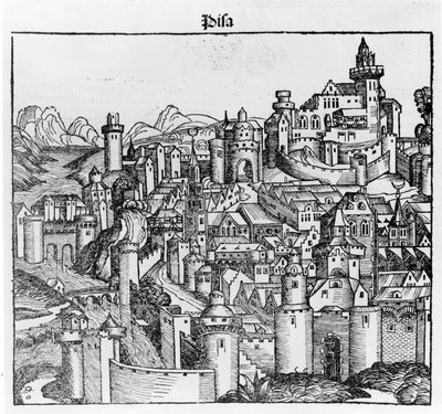 Pisa według „Liber Chronicarum” Hartmanna Schedla. Norymberga 1493 autorstwa Hartmann Schedel