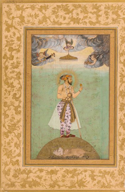 Cesarz Shah Jahan stojący na kuli ziemskiej autorstwa Hashim