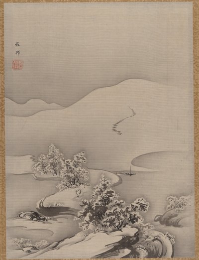 Jezioro i Grobla, ca. 1885-89. autorstwa Hashimoto Gaho