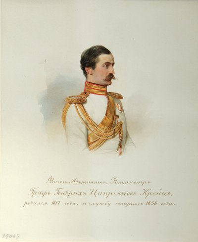 Portret hrabiego Heinricha Cyprianovicha von Kreutz z albumu cesarskiej gwardii konnej, 1846-1849 autorstwa Hau
