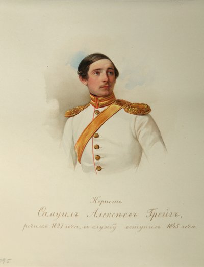 Portret Samuila Aleksiejewicza Greiga 18271887 Z albumu cesarskiej gwardii konnej, 1846-1849 autorstwa Hau