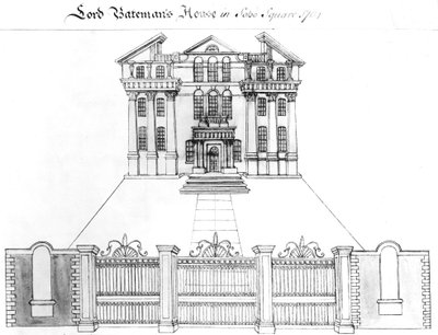 Dom Lorda Batemana na placu Soho, 1764 r. autorstwa Haynes King