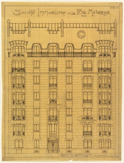 Projekt Fasady Societé Immobilière de la Rue Modern, nr 6 autorstwa Hector Guimard