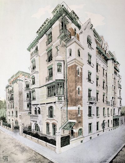„Castel-Beranger”, ilustracja z książki Hectora Guimarda (1867-1942) autorstwa Hector Guimard