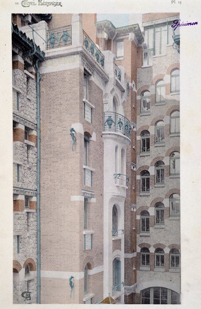 Widok na Castel Beranger (1897-1898), budynek zamanifestowany przez architekta Hectora Guimarda (1867-1942). autorstwa Hector Guimard