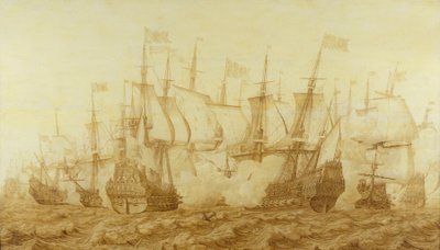 Bitwa pod Gabbard, 2 czerwca 1653, ok. 1653 (grisaille na panelu) autorstwa Heerman Witmont
