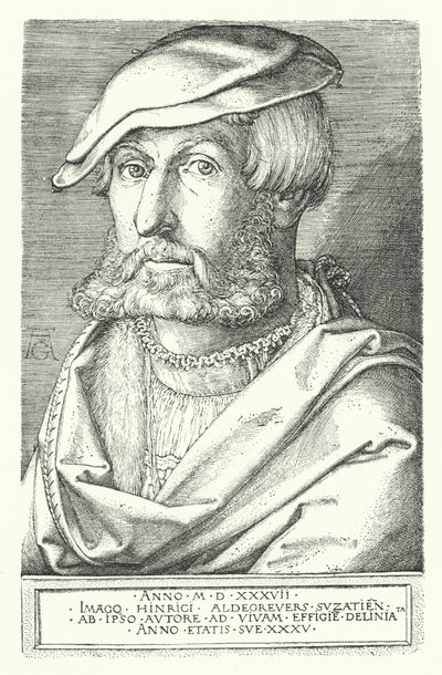 Autoportret Heinricha Aldegrevera, niemieckiego malarza i rytownika (grafika) autorstwa Heinrich (after) Aldegrever