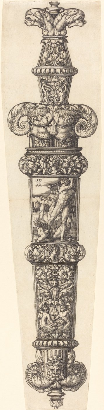Projekt pochwy na sztylet z Kainem i Abelem, 1539. autorstwa Heinrich Aldegrever