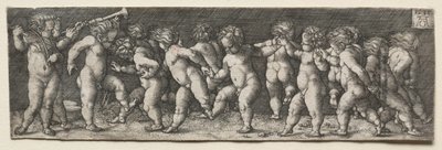 Piętnaście tańczących nagich dzieci, 1535. autorstwa Heinrich Aldegrever