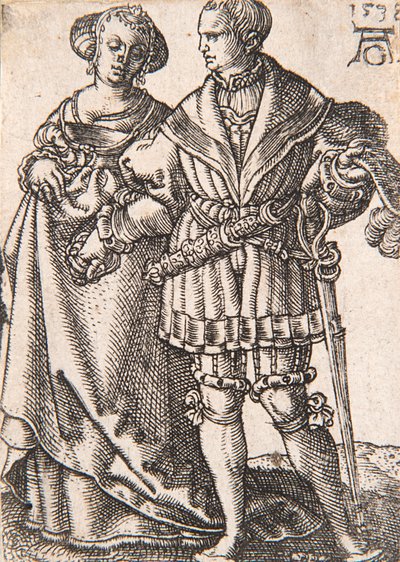 Z cyklu Małe tancerki weselne, 1538. autorstwa Heinrich Aldegrever