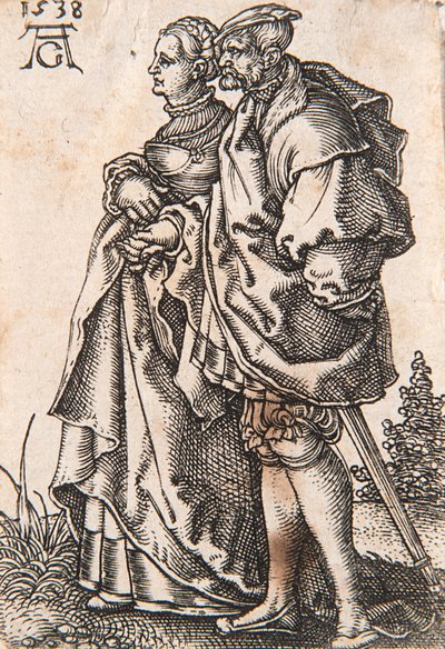 Z cyklu Małe tancerki weselne, 1538. autorstwa Heinrich Aldegrever