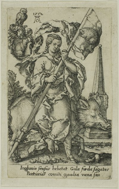 Obżarstwo, z imadła autorstwa Heinrich Aldegrever