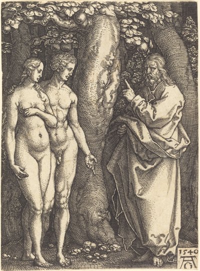 Bóg zabrania jeść z drzewa, 1540. autorstwa Heinrich Aldegrever