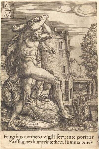 Herkules zabija smoka autorstwa Heinrich Aldegrever
