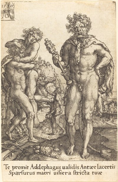 Herkules i Anteusz autorstwa Heinrich Aldegrever