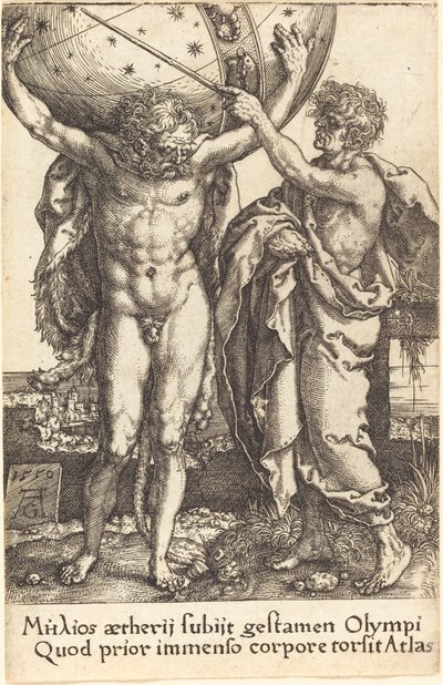 Herkules i Atlas, 1550. autorstwa Heinrich Aldegrever