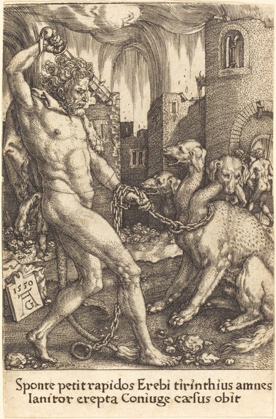 Herkules i Cerber autorstwa Heinrich Aldegrever