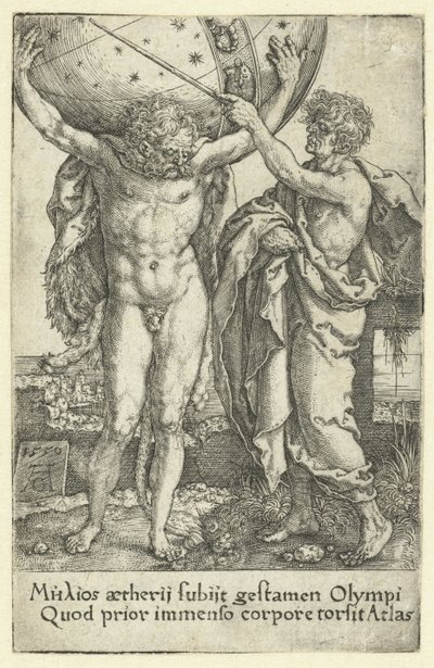 Herkules i Atlas Prace Herkulesa (tytuł serii) autorstwa Heinrich Aldegrever