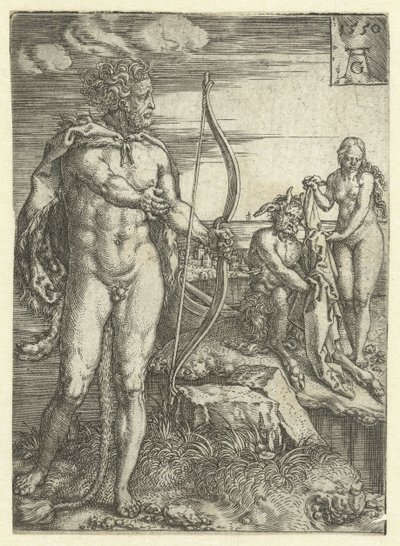Herkules ratuje Deianirę przed Nessus Prace Herkulesa (tytuł serii) autorstwa Heinrich Aldegrever