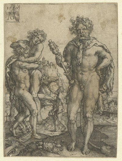 Herkules pokonuje Anteusza Prace Herkulesa (tytuł serii) autorstwa Heinrich Aldegrever