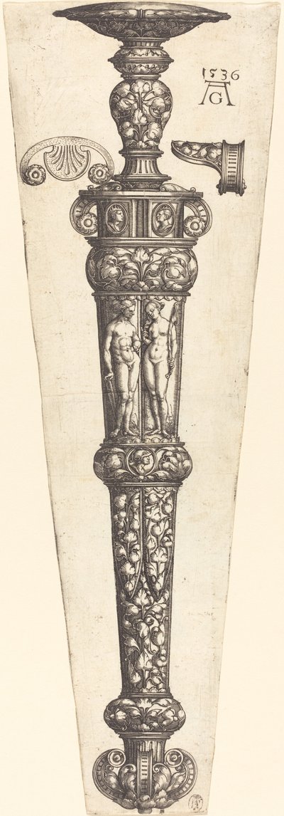Duża pochwa sztyletu z nagą parą, 1536. autorstwa Heinrich Aldegrever