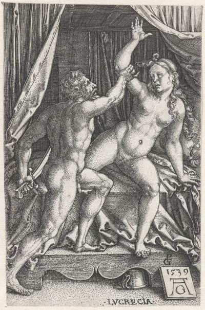 Lukrecja i Sekstus Tarkwiniusz Lucrecia (tytuł na obiekcie) autorstwa Heinrich Aldegrever
