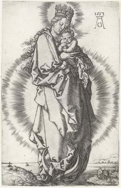 Madonna z Dzieciątkiem na półksiężycu autorstwa Heinrich Aldegrever