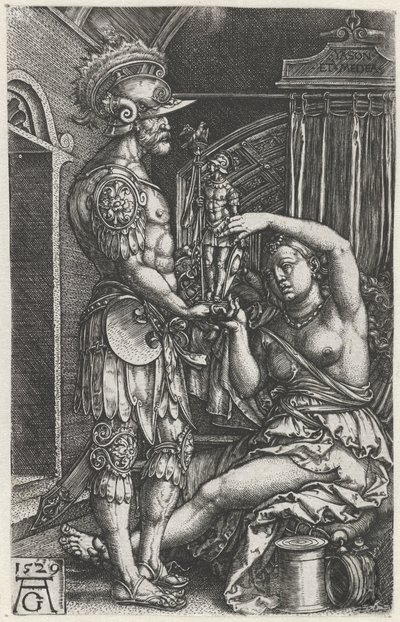 Medea daje obraz Jasonowi autorstwa Heinrich Aldegrever