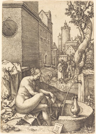 Zuzanna zaskoczona przez dwóch starszych, 1555. autorstwa Heinrich Aldegrever