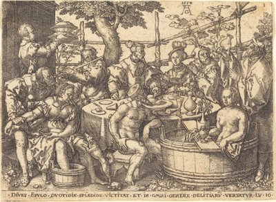 Bogacz przy stole, 1554. autorstwa Heinrich Aldegrever